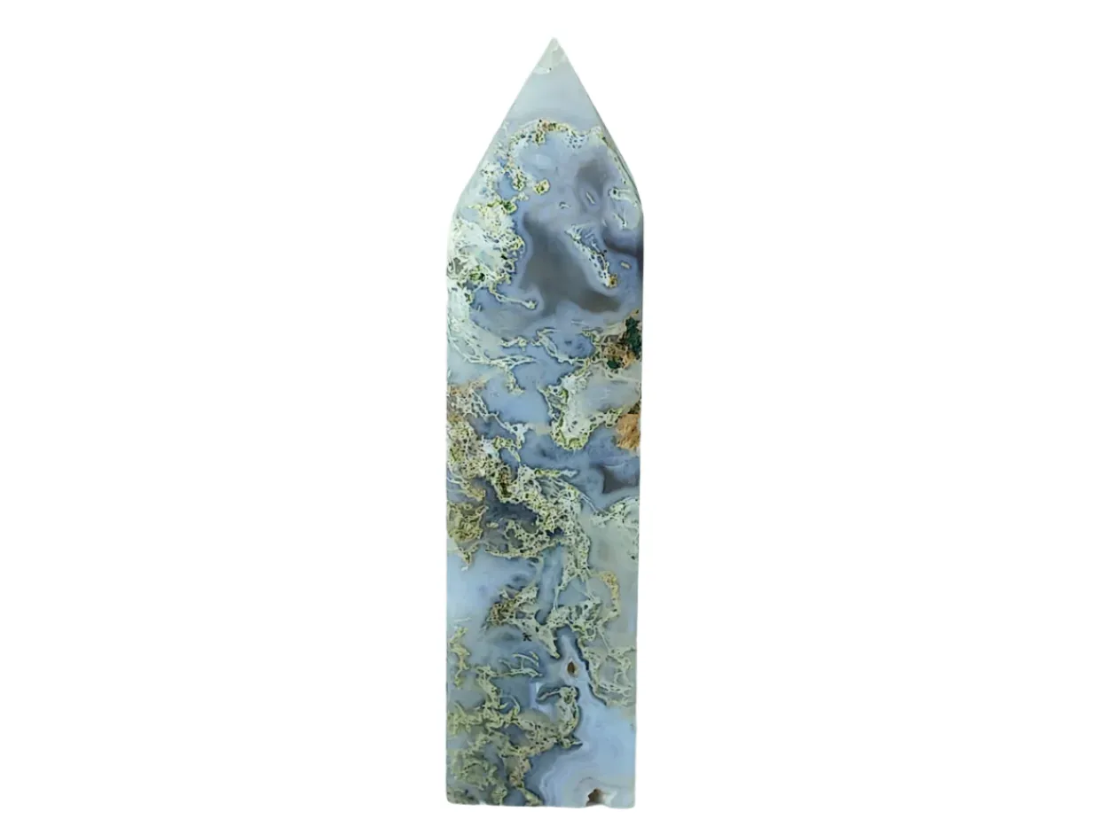 281G Blue Moss Agate Crystal Tower