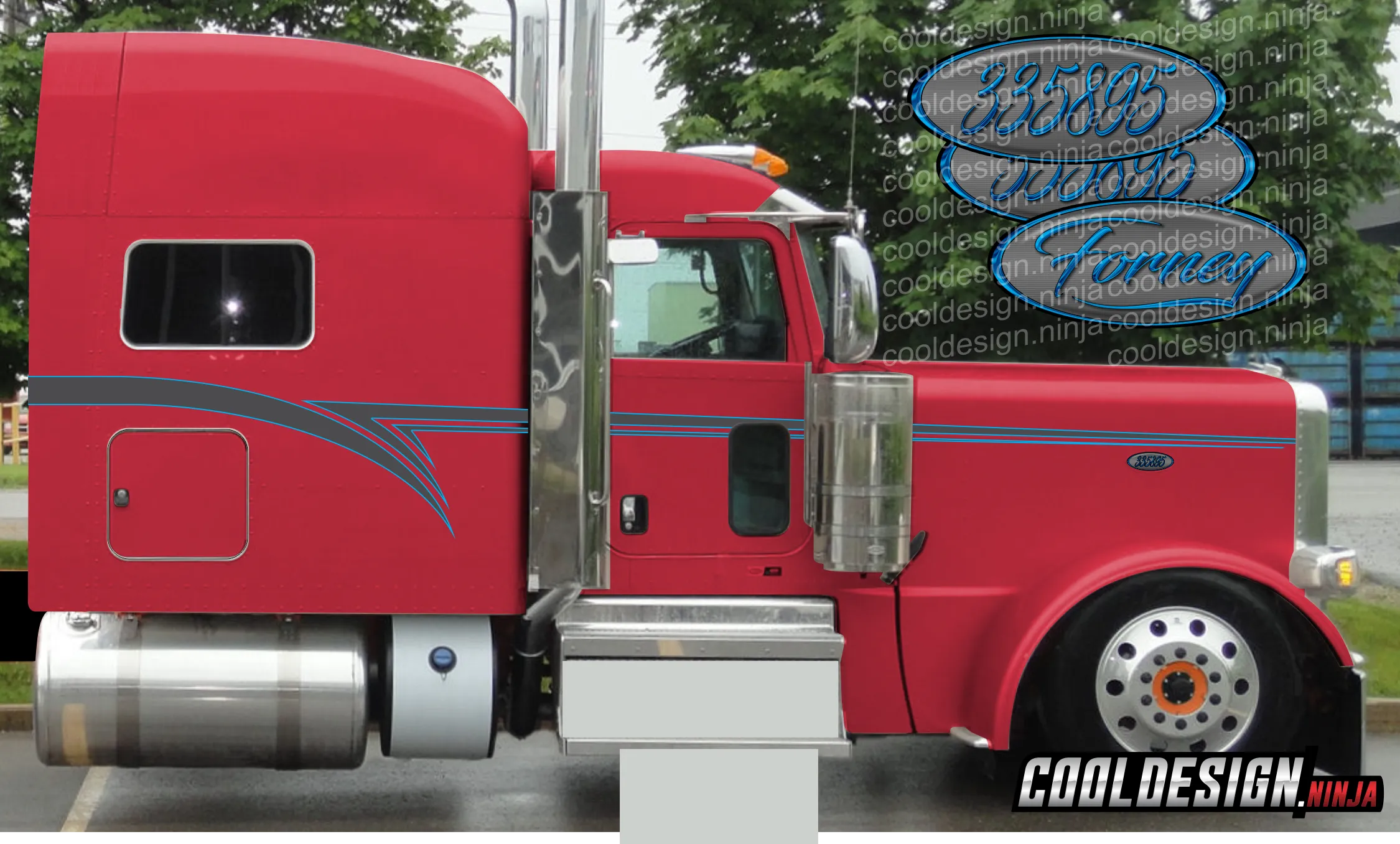63" Peterbilt 389 Blue Streak Hot Rod Stripe Kit