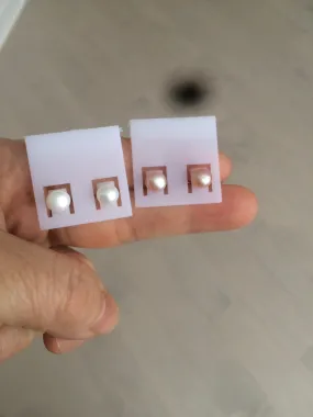 6mm Genuine cultured freshwater high luster reflective pink/white oblate pearl stud earring AK38 (add on item, Not sale individually.)