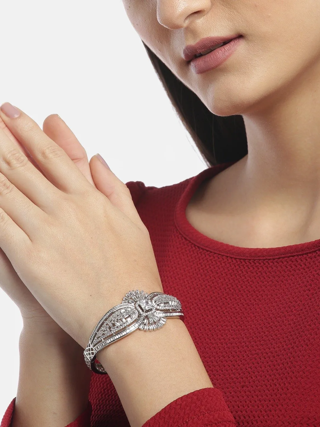 American Diamond Studded Bangle Style Bracelet