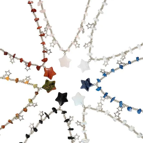 Colorful Irregular Stone Beads Star Necklace 55456608S