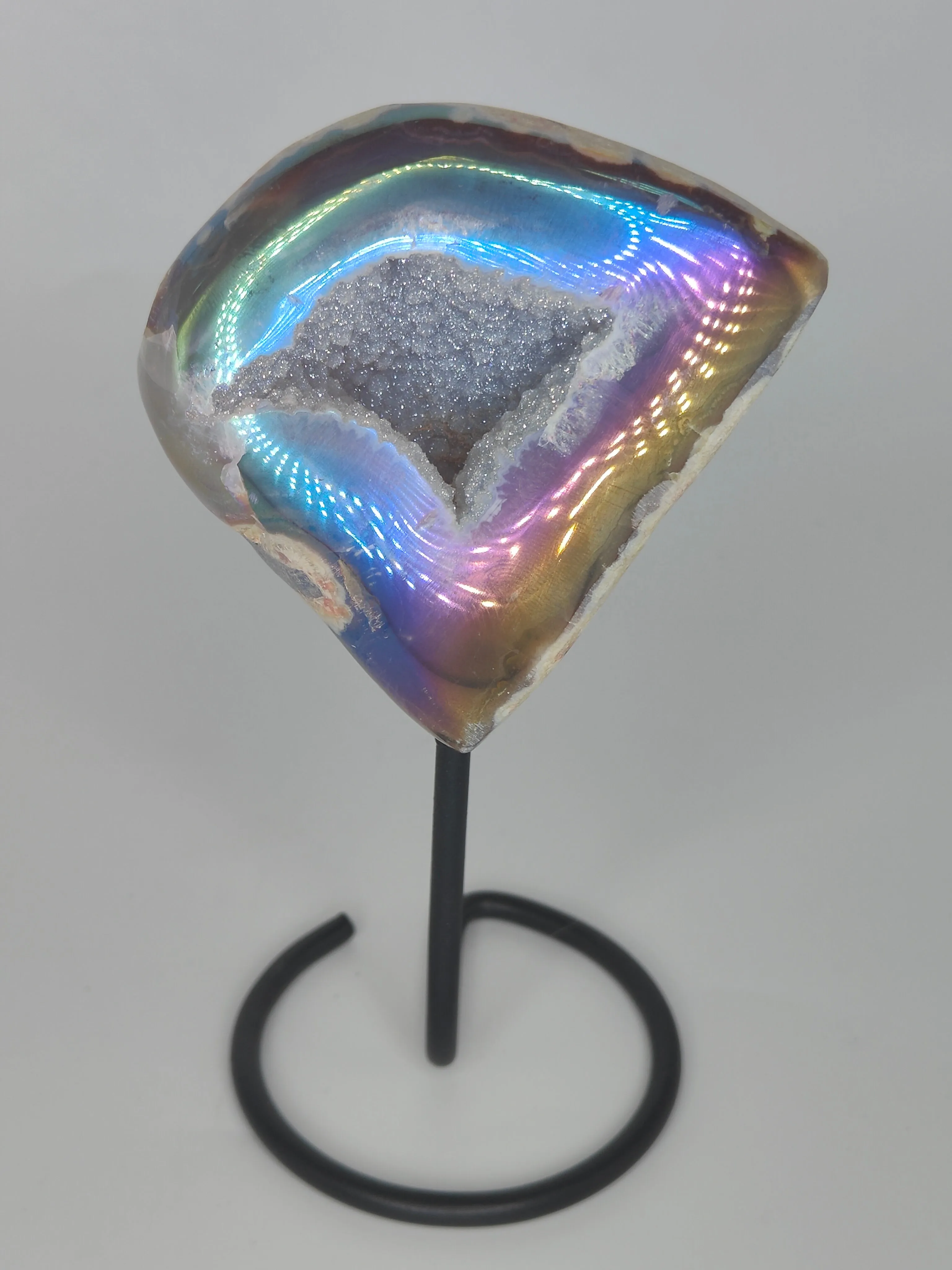 Druzy Aura Agate on Stand