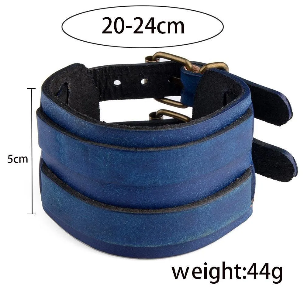 Fashion Punk Rivet Wide Bracelets For Men Cuff Wristbands