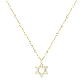 Gold/Silver David Star CZ Necklaces