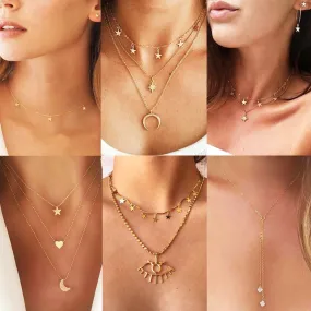 Heart Moon & Star Multi Necklace