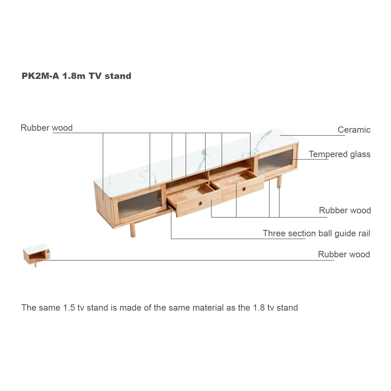 LAYLA Wooden and Ceramic TV Stand
