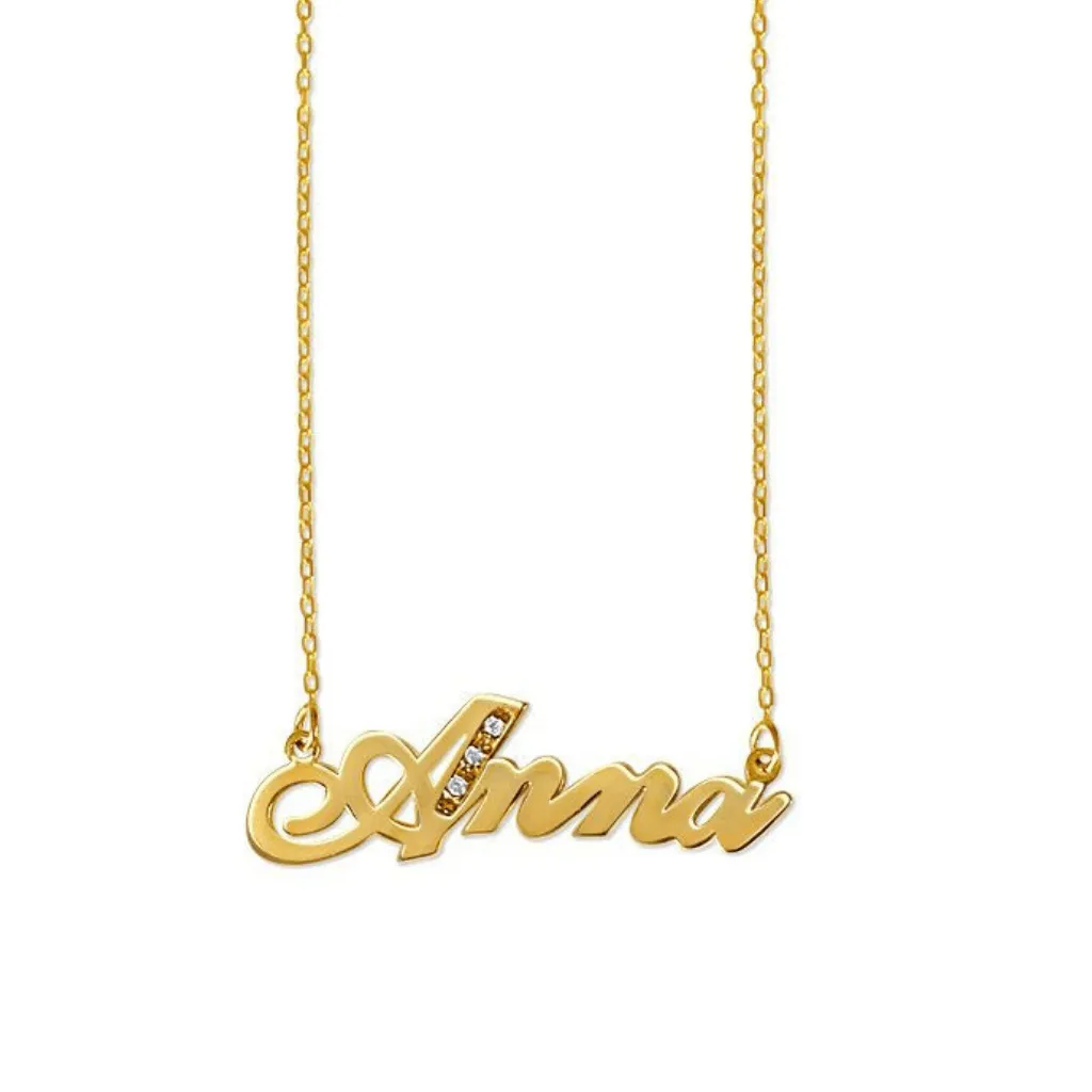 Name Necklace with Diamond Initial