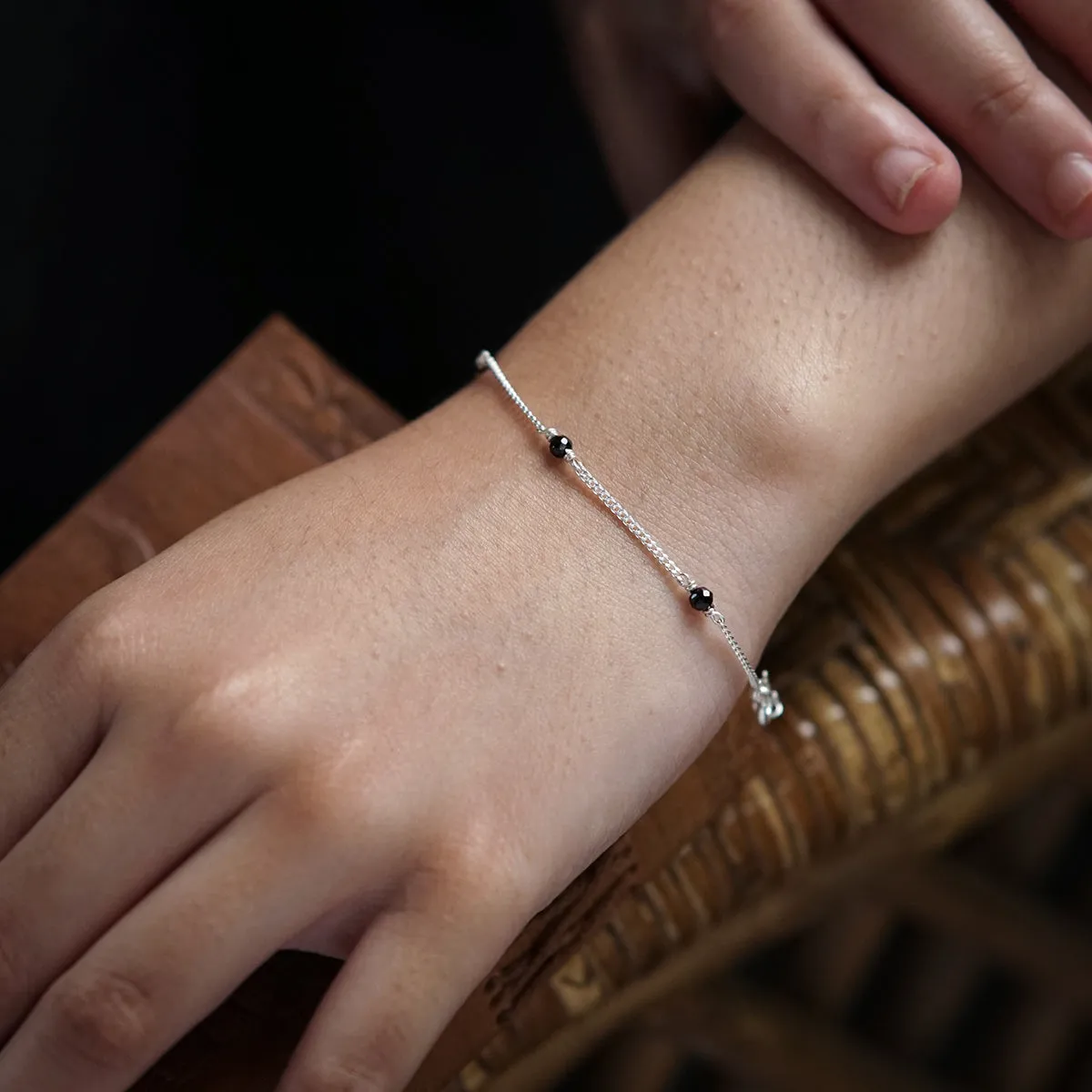 Silver Spinel Minimalist Mangalsutra Bracelet
