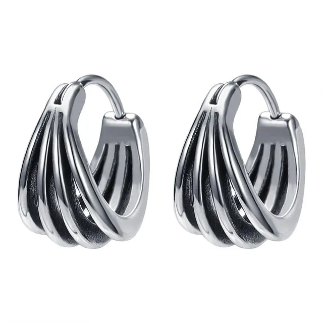 Street Punk Round Stainless Steel Earrings
