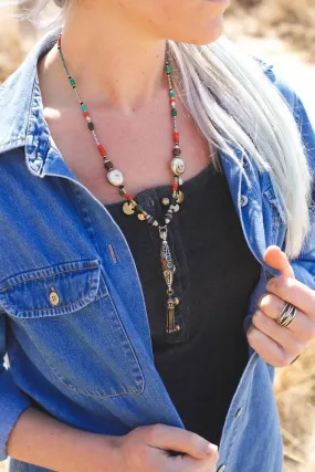 Tibetan Turquoise Coral Inlaid Necklace